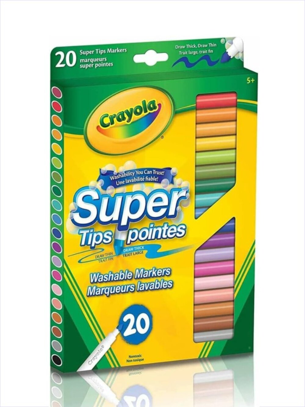 Crayola Nontoxic 20 Super Tips Washable Markers New in Box Add-On Item Age 2+